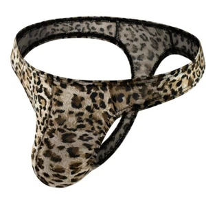 Men Thong G-string Underwear Breathable Leopard Underpants Bulge Pouch T-back - Picture 1 of 24