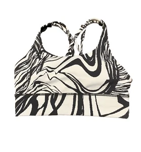 Lululemon Womens Energy Sports Bra Medium Support Size 8 Black/White Print - Picture 1 of 6
