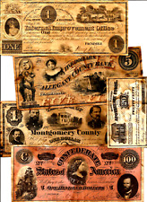 Lot of 5 REPRODUCTION antiqued Civil War era Note paper money bills lot Q