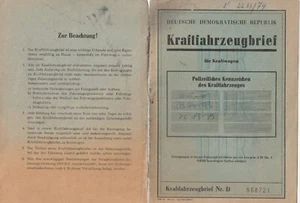 DDR Dokument Kraftfahrzeugbrief Trabant 601 - Bild 1 von 7