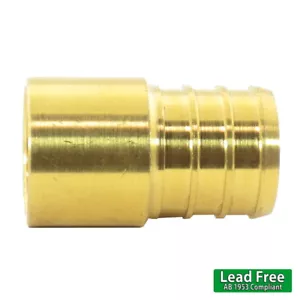 1/2" Female Sweat x 3/4" PEX Brass Crimp Adapter PEX Fittings No Lead - Picture 1 of 3