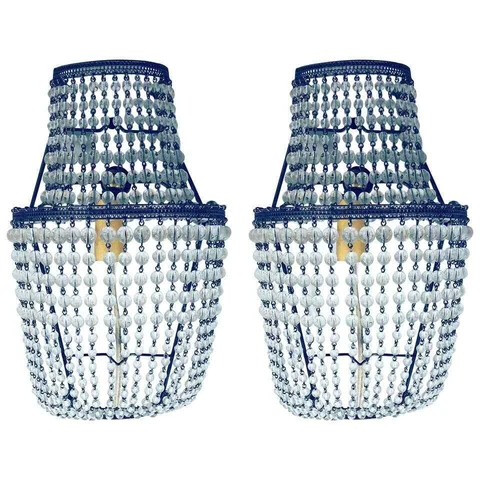 Art Deco Beaded Basket Diminutive Sconce, a Pair Cover