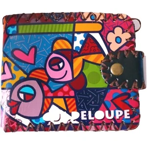 Colorful Abstract Pop Art Bi-fold Wallet Fish Souvenir France Guadeloupe Island - Picture 1 of 8