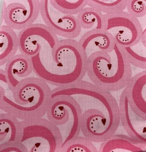 Sweet Hearts By Deb Strain PINK Swirls 100% Cotton Fabric 1/4 Yard - Picture 1 of 3
