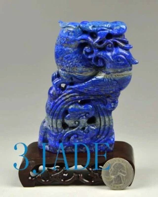 Natural Lapis Lazuli Lovebirds Statue / Sculpture Chinese Mandarin Duck Carving - image 1 of 4