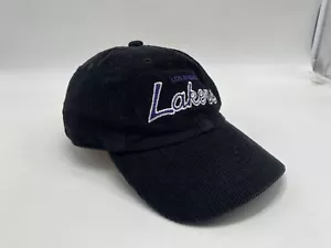 Los Angeles Lakers Corduroy Dad Hat Black w/ Sticker (Mitchell & Ness) One Size - Picture 1 of 14