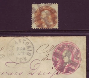TEXAS - SAN ANTONIO - FANCY CANCELS on #112 PICTORIAL & COVER - LOT of 2 - RARE! - Picture 1 of 4