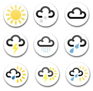 25 MM/1" KNOPFABZEICHEN X9 UK WETTERSYMBOLE - Bild 1 von 1
