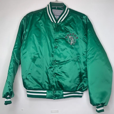 VTG 1980s Swingster NBA Boston Celtics Embroidered Satin Bomber Jacket size XL Cover