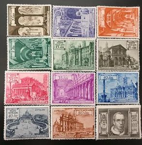 VATICAN CITY 1942 - Basilica - Set of 12 Stamps - Scott #122-31, E11-12 - VF MNH - Picture 1 of 1
