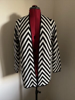 Maggie T small cardigan cream and black herringbone - image 1 of 4