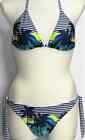 17&Co Fussl Triangel Neckholder Bikini Set Gr. M 38 Blau Weiss Gelb Ibiza Strand