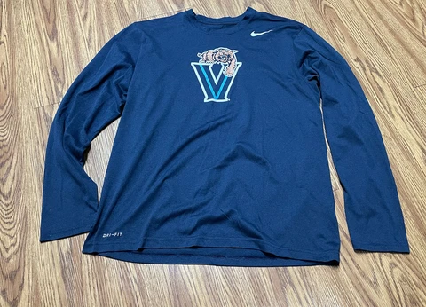 ! MENS large NIKE DRI-FIT VILLANOVA Athletic Cut Long Sleeve SHIRT Cover