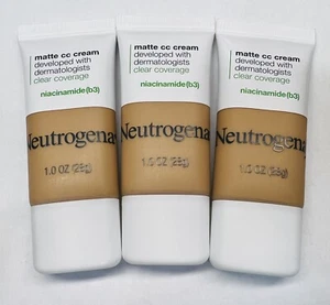 Neutrogena Clear Full Coverage Flawless Matte CC Cream PORCELAIN b3 ⭐LOT OF 3⭐ - Picture 1 of 2