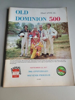September 1977 Martinsville Speedway Old Dominion 500 Souvenir Program NASCAR - Image 1 of 2