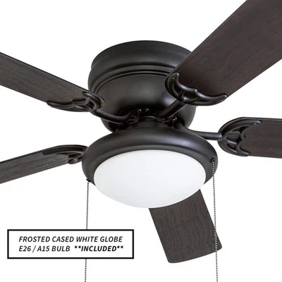 Ventilador de techo Portage Bay 50251 Hugger 52" negro mate West Hill con luz de cuenco. Foto 1 de 4