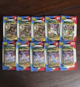 Pokémon TCG Sword & Shield Evolving Skies Blister 1 Pack + 1 Foil - LOT OF 10 - Picture 1 of 4