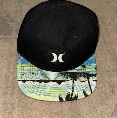 Gorra Hurley para niños jóvenes negra con diseño azul playa surf gorra snapback Foto 1 de 3