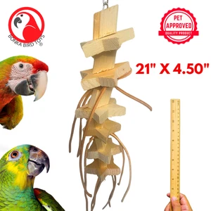 Bonka Bird Toys 1516 Natural Grueso Estrella Madera Cuero Masticar Loro Jaula Juguete Mascota - Imagen 1 de 7