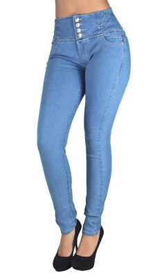 Pantalones de mezclilla ajustados talla grande, levantamiento de glúteos, cintura elástica Foto 1 de 4