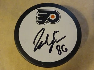 Puck da hockey autografato Joel Farabee firmato Philadelphia Flyers - Foto 1 di 5