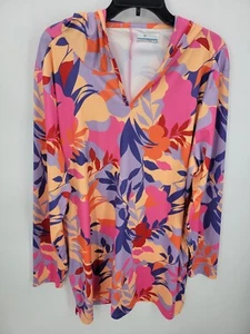 Columbia Swim Cover Up Womens Plus 2X Colorful Hooded Swim Beach Pullover - Picture 1 of 9