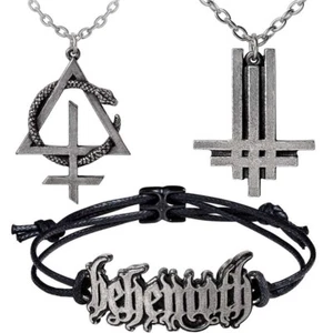 Alchemy BEHEMOTH Metal Band Cross & Snake Pendants Cord Wrist Strap Bracelet NWT - Picture 1 of 7