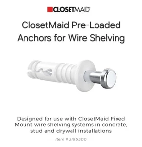 ClosetMaid 21955 Pre-Loaded Anchors for Wire Shelving, 10 Pack, White - Picture 1 of 3