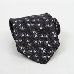 Corbata Robert Talbott Lo mejor de su clase negra azul marino hojas geométricas seda para hombre - Imagen 1 de 4