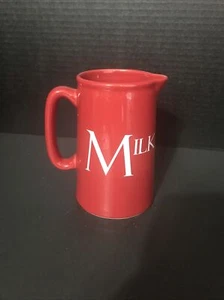 Red & White MILK Creamer Jug pitcher 5.5" Tall - Picture 1 of 5