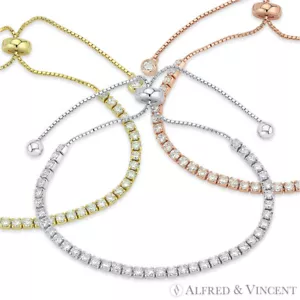Pulsera de tenis estilo bolo de plata esterlina 0,8 mm cúbica de circonio circonio cúbico de 2,8 mm - Imagen 1 de 4