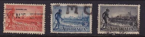 AUSTRALIA/STAMPS: 1934 USED SET-SC# 142, 143a, 144a (a= 11 1/2 perforations) - Picture 1 of 1
