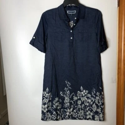 NWT Karen Scott Denim Floral Blue Dress Size Small New With Tags - Изображение 1 из 4