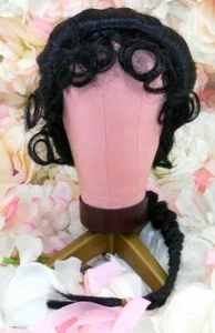 VIntage sz 14 BLACK doll wig Fancy back French Braid TALLINAS tagged in package - Picture 1 of 6