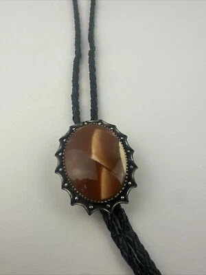 Corbata Bolo Vintage Plata Esterlina Ágata Vaquera Occidental Hecha a Mano Foto 1 de 4