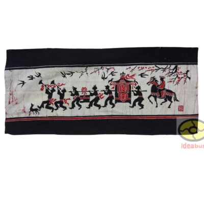 Wall Hanging Batik Tapestry-China Wedding Marriage Bride Sedan Music Firecracker - Image 1 of 4