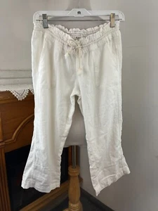 Vintage Y2K Roxy White Low Waist Flare Linen Summer Beach Pants ~ S - Picture 1 of 3