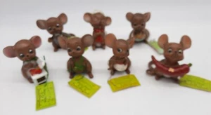 7 Vintage Josef Originals Maus Dorf Figuren 2 3/4" Mama Papa Bräutigam 6 mit Etikett - Bild 1 von 14