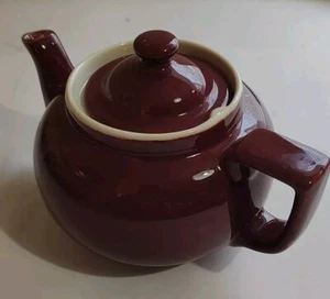 Vintage Chefs Ware Tea Pot Ceramic Pottery Fired Glaze Red Burgundy Color - Picture 1 of 7