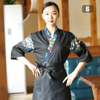 1Pc Sushi Chef Jacket or Chef Hat Cap Kimono Japanese Cooking Uniform Workwear - Image 1 of 4