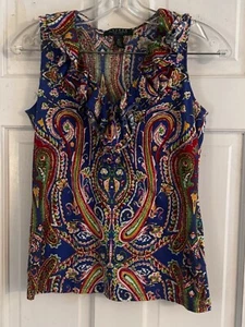 Lauren Ralph Lauren donna taglia XS Petite paisley con volant senza maniche - Foto 1 di 7