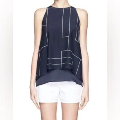 Camiseta sin mangas de seda con estampado geométrico Theory Lyalka C Foto 1 de 4