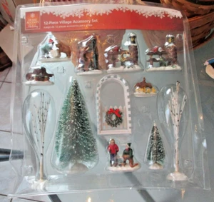 Home Accents Holiday 12-Piece Village Accessory Set New On Card #1 - Picture 1 of 6