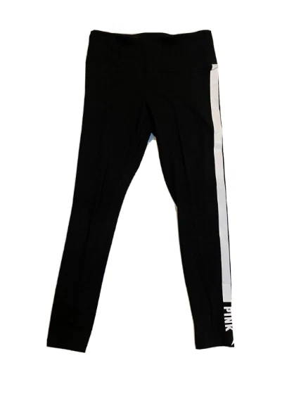 Victoria's Secret Pink Cotton High Waist Legging Black With Plaid Size S