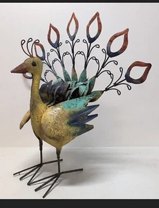 Peacock Garden Statue Animal Bird Sculpture Metal Outdoor Yard Lawn Art Figurine - Picture 1 of 2