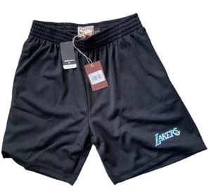 Los Angeles Lakers Mitchell Ness Black Mesh Basketball NBA Shorts Pockets Large - Picture 1 of 5