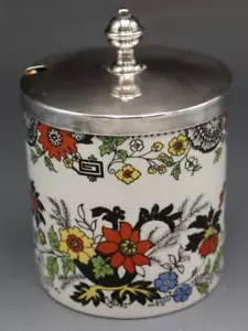 Royal Norfolk Staffordshire Jelly Condiment Jar w/ Silver Plate Lid Mustard Pot - Picture 1 of 6