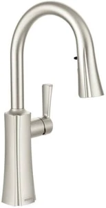 Grifo de cocina desplegable de una sola manija grabado Moen S72608SRS en acero inoxidable resistente a manchas - Imagen 1 de 8