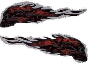 Real Fire SKULL FLAME Motorcycle Gas Tank Side Graphic Decal Set Skulls Flames - Picture 1 of 3