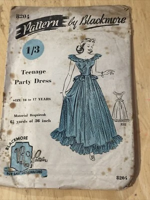 Vintage Original 1940’s Blackmore Sewing Pattern 8204 - Party Dress  - Complete - Image 1 of 4